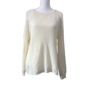 De Ratchild Womens Juniors Cold Shoulder Knit Cream Sweater 2X Long Sleeve